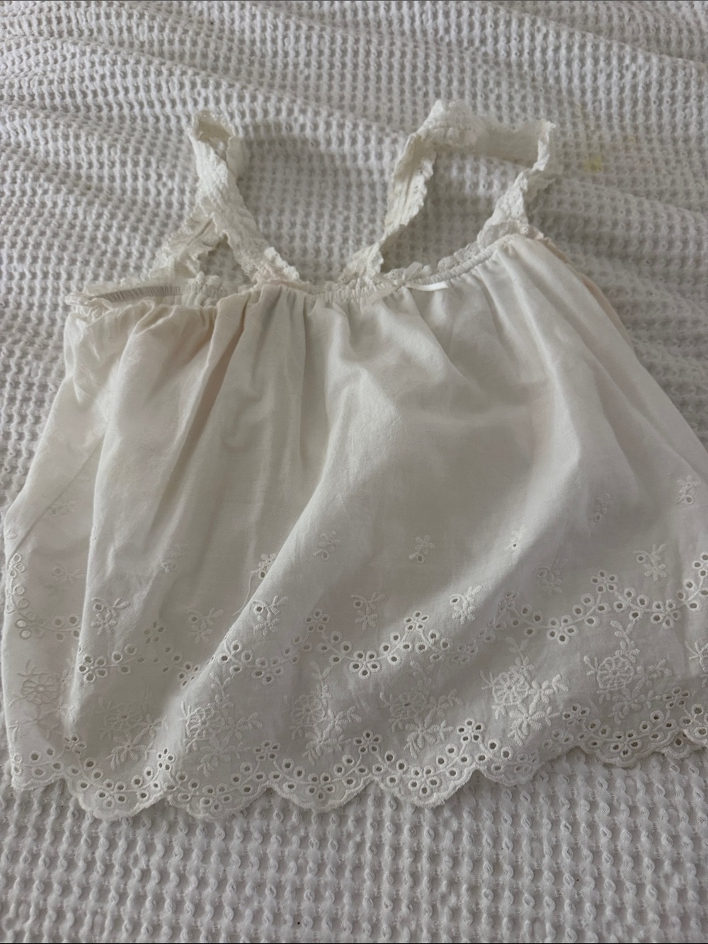 Lace-Trim Eyelet Camisole in Cream